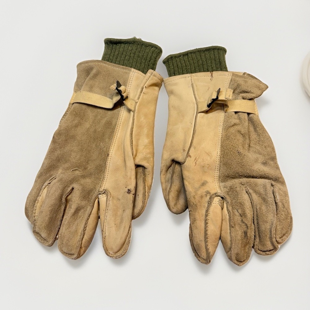 USGI tan cowhide work gloves with wool inserts sz 5 Military